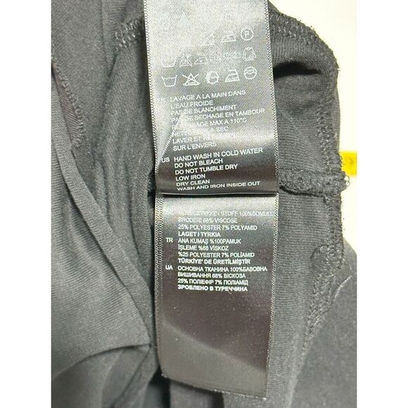 Sandro Paris Women's Asymmetric Peplum Floral Patch Embroidered Tee Black Size 4 - Picture 13 of 15